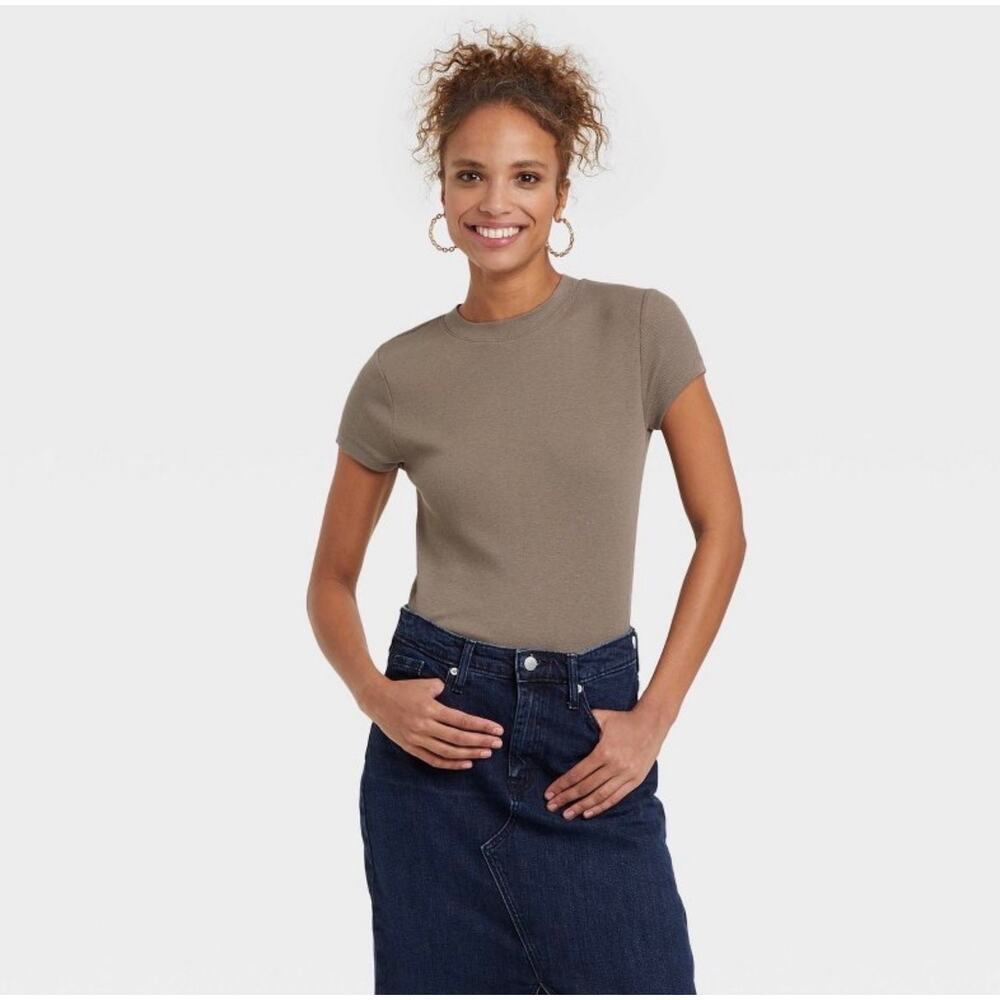 A New Day Ribbed Tops 3X Bundle Lime & Olive Green NWT Stretch Tees Target